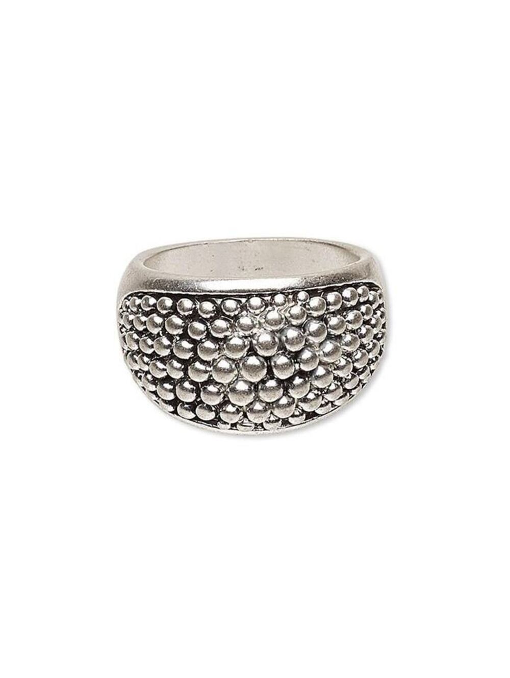 Modernist Mid-Centry Modern Style Antiqued Silver Plated Domed Dots Ring Size 8